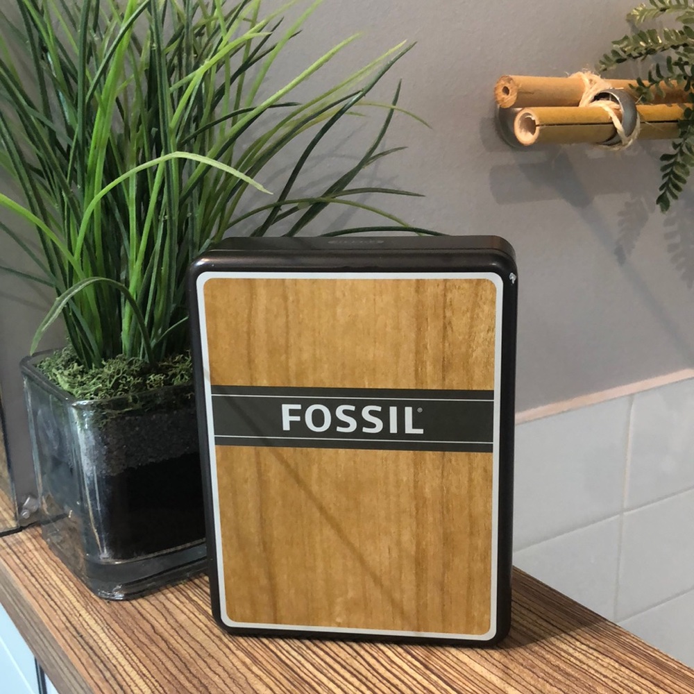 Printed Fossil wood tin box